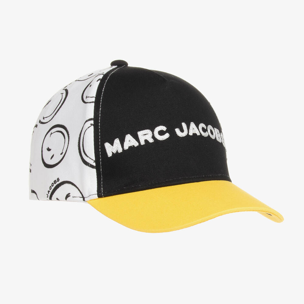Marc Jacobs Smileyworld Cotton Twill Baseball Cap In 블랙,화이트