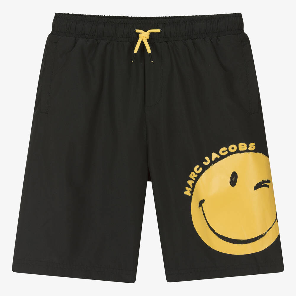 MARC JACOBS - Teen Boys Black Smiley Face Swim Shorts | Childrensalon