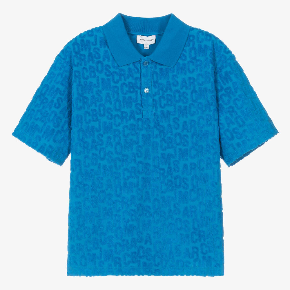 MARC JACOBS - Teen Boys Blue Towelling Polo Shirt | Childrensalon