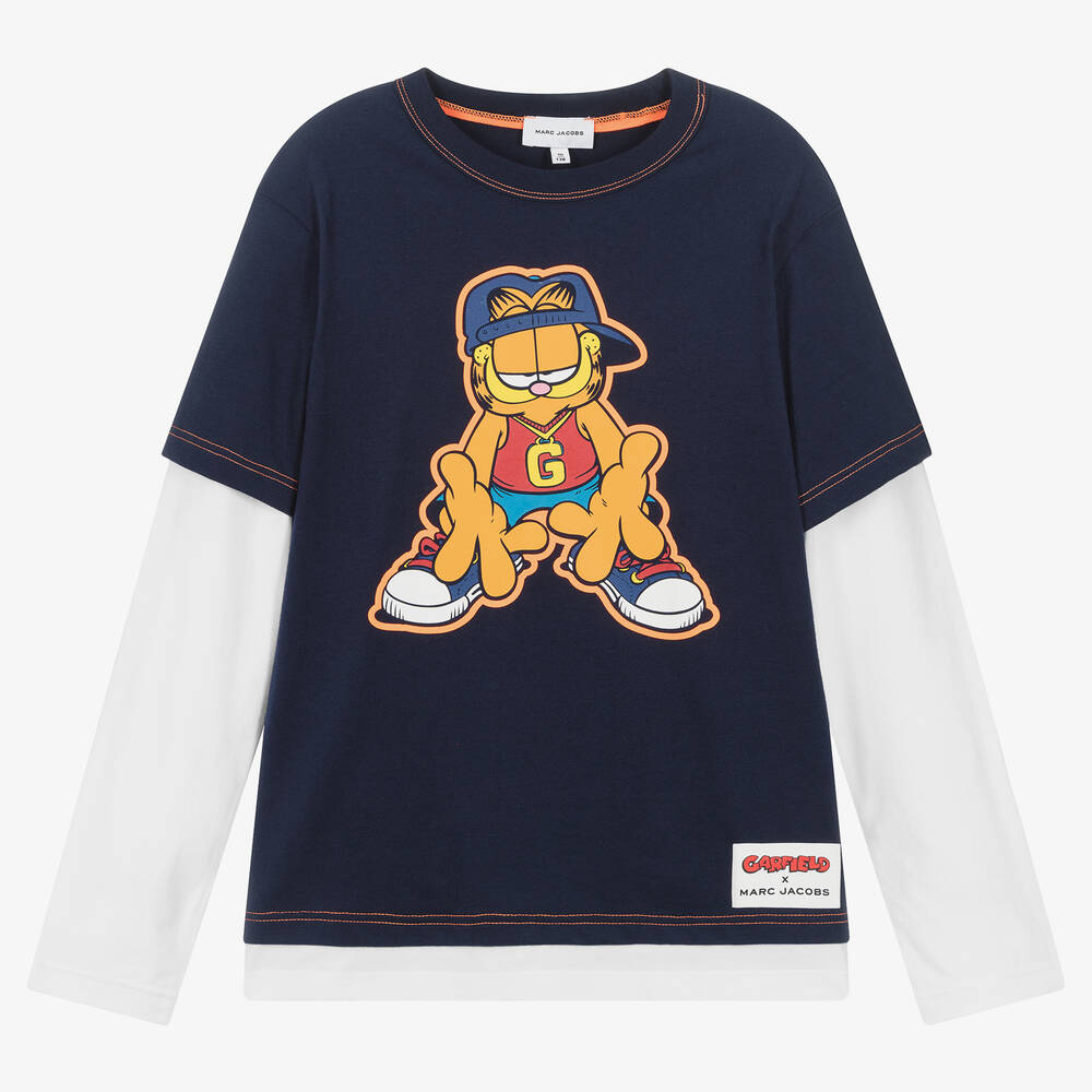 MARC JACOBS - Teen Oberteil mit Garfield-Motiv in Blau und Weiß aus Baumwolle für Jungen | Childrensalon