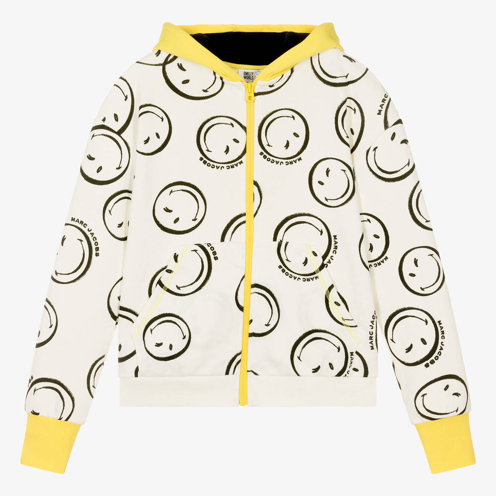 MARC JACOBS - Teen Boys Ivory Smiley Face Hoodie | Childrensalon