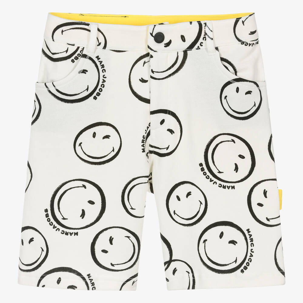 MARC JACOBS - Teen Boys Ivory Smiley Face Shorts | Childrensalon