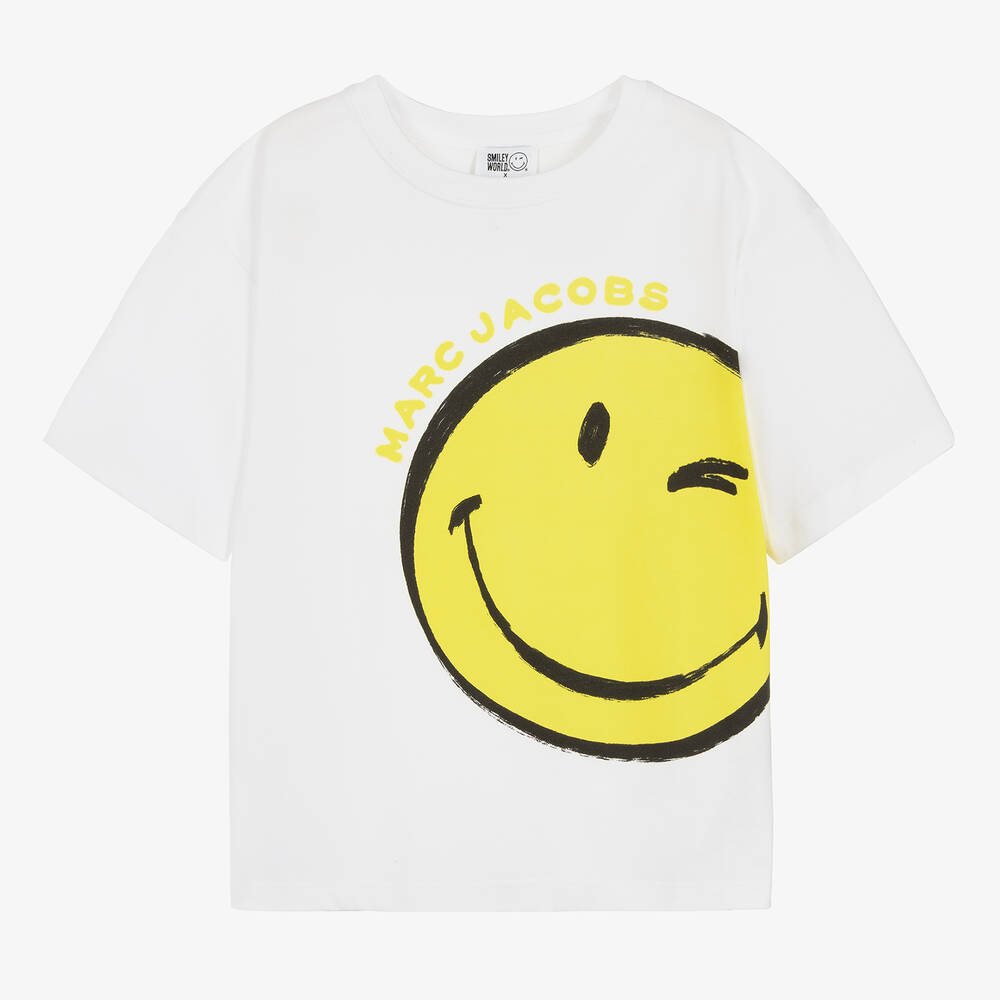 Shop Marc Jacobs Teen Boys White Cotton Smiley T-shirt