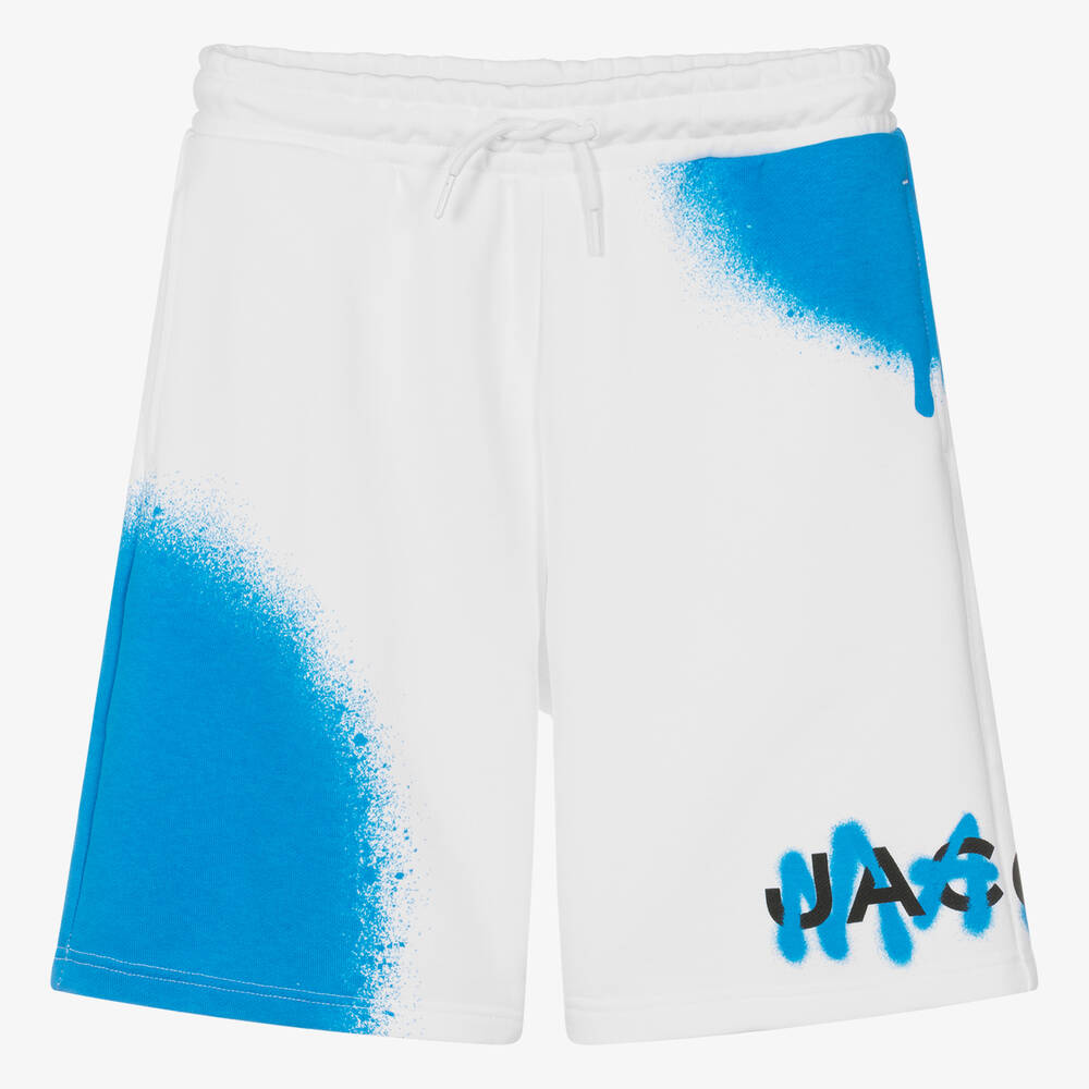 Shop Marc Jacobs Teen Boys White Cotton Spray Paint Shorts