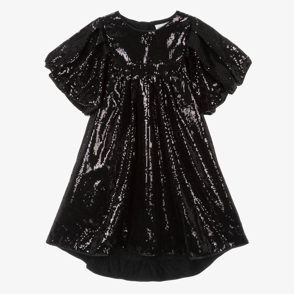 MARC JACOBS - فستان لون أسود مزين بترتر للمراهقات | Childrensalon
