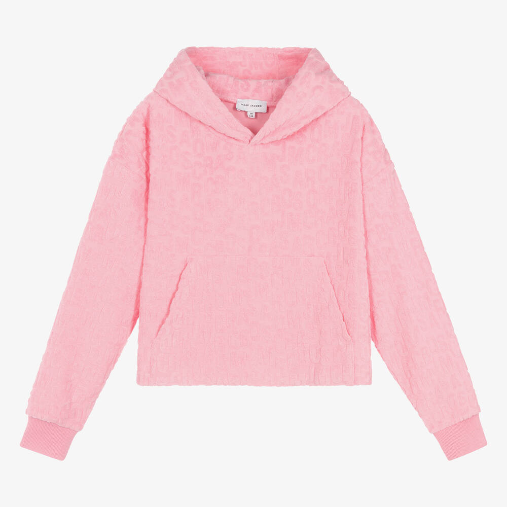 Shop Marc Jacobs Teen Girls Pink Cropped Towelling Hoodie