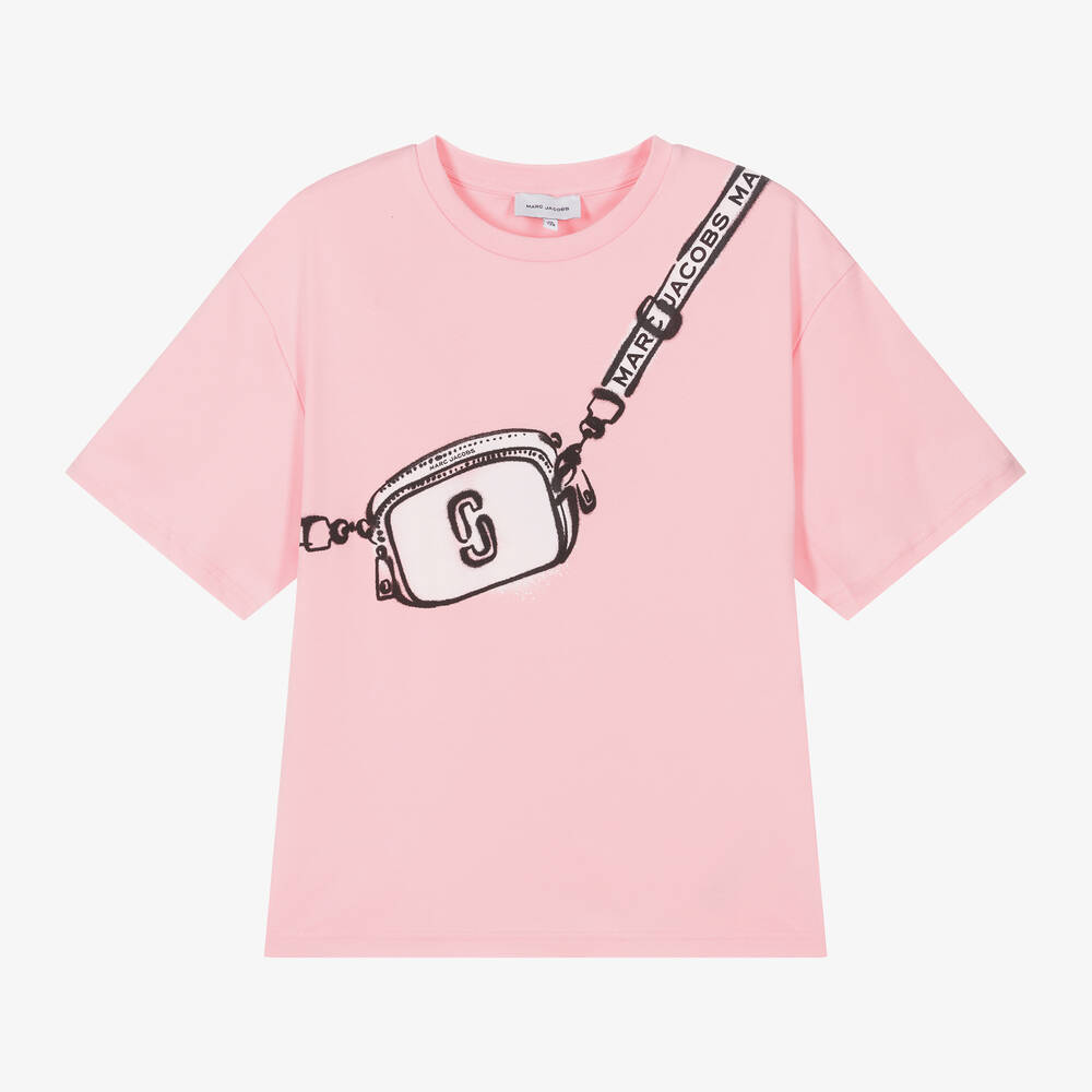 MARC JACOBS - Teen Girls Pink Snapshot Bag Cotton T-Shirt | Childrensalon