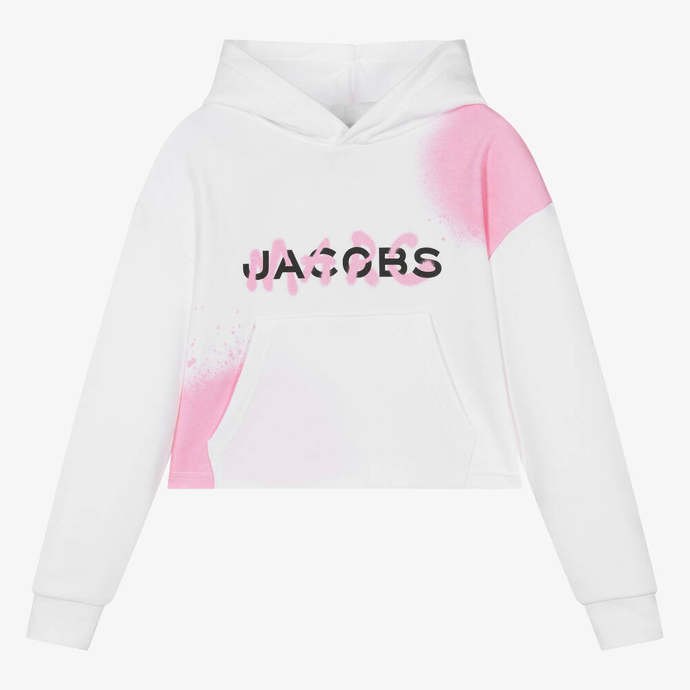 Shop Marc Jacobs Teen Girls White Cotton Spray Paint Hoodie