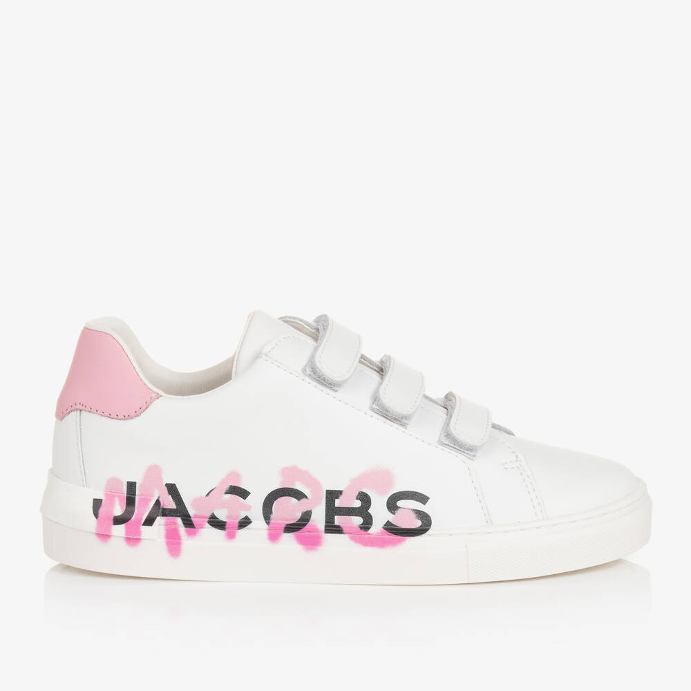 Marc Jacobs Kids' Logo-print Leather Sneakers In White