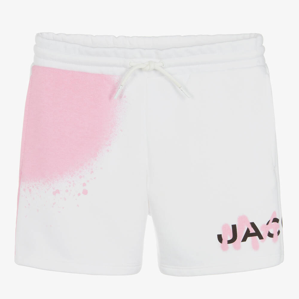 MARC JACOBS - Teen Girls White Spray Paint Cotton Shorts | Childrensalon