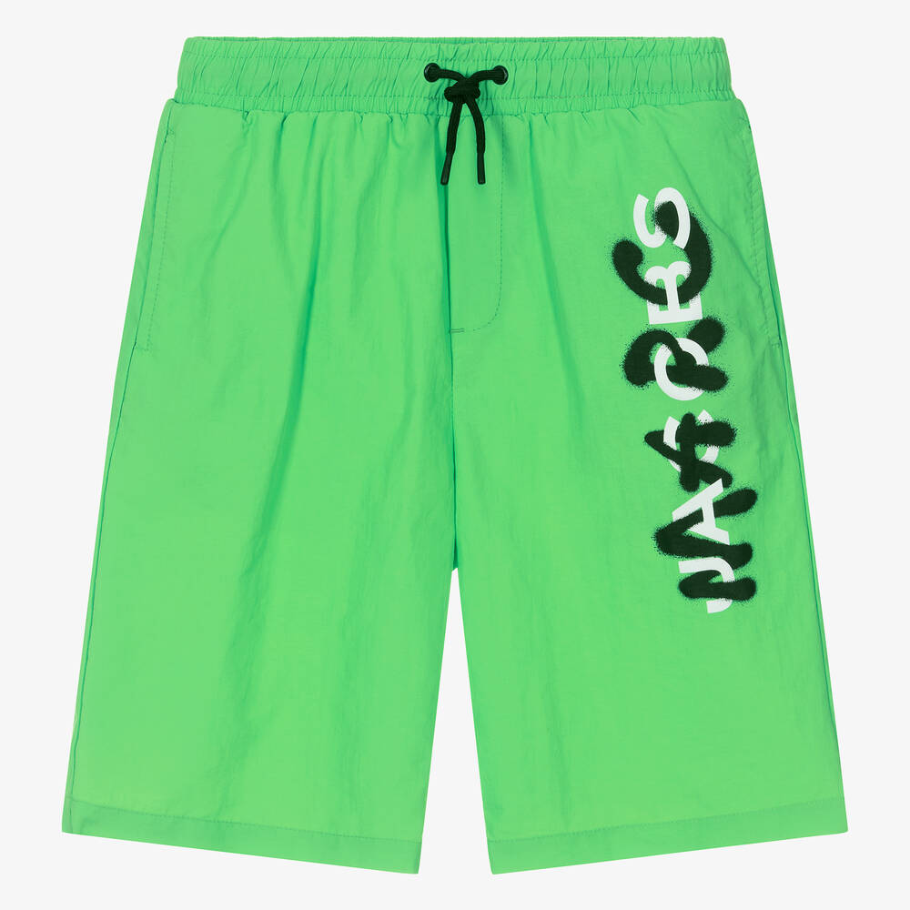 MARC JACOBS - Teen Green Spray Logo Swim Shorts | Childrensalon