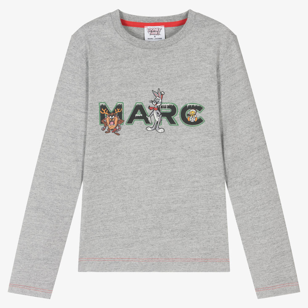 Marc Jacobs Teen Grey Cotton Looney Tunes Top