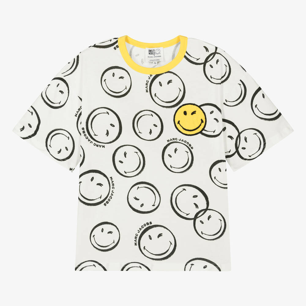 MARC JACOBS - Teen Ivory Smiley Face T-Shirt | Childrensalon
