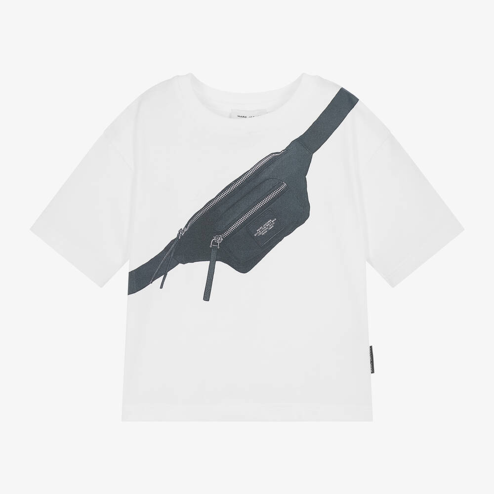 MARC JACOBS - White Cotton Biker Belt Bag T-Shirt | Childrensalon