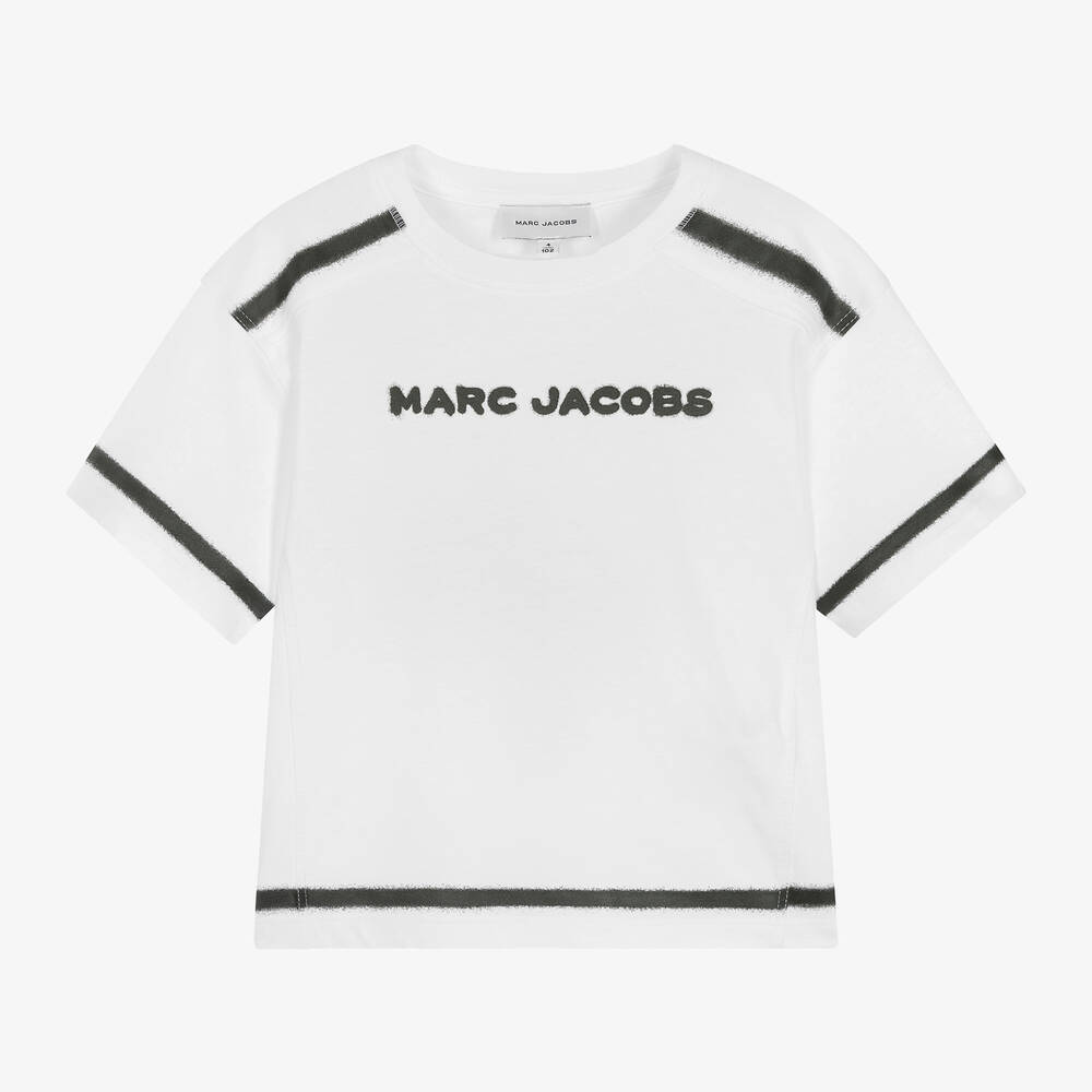 MARC JACOBS - White Organic Cotton Spray Paint T-Shirt | Childrensalon