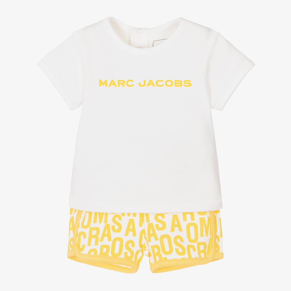 Marc Jacobs Babies'  White & Yellow Cotton Shorts Set