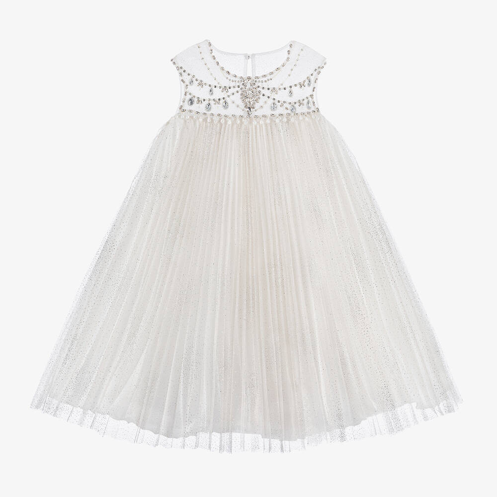 Marchesa Kids Couture - Girls Ivory Tulle & Crystal Dress | Childrensalon