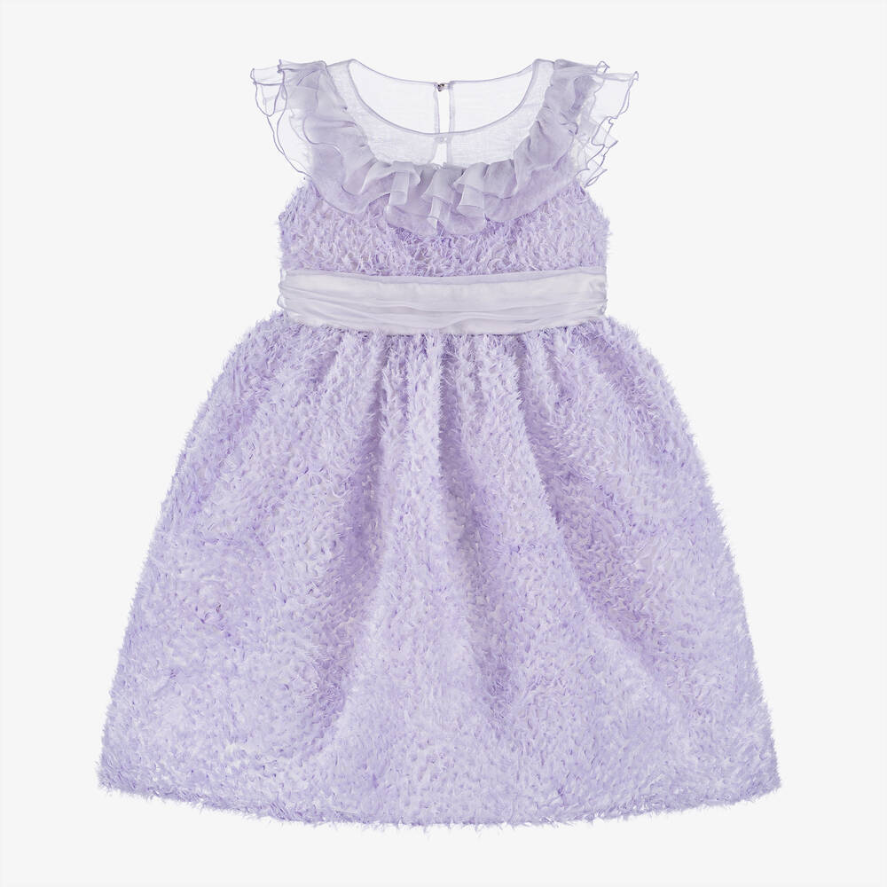 Marchesa Couture Kids' Girls Lilac Purple Tulle & Silk Organza Dress