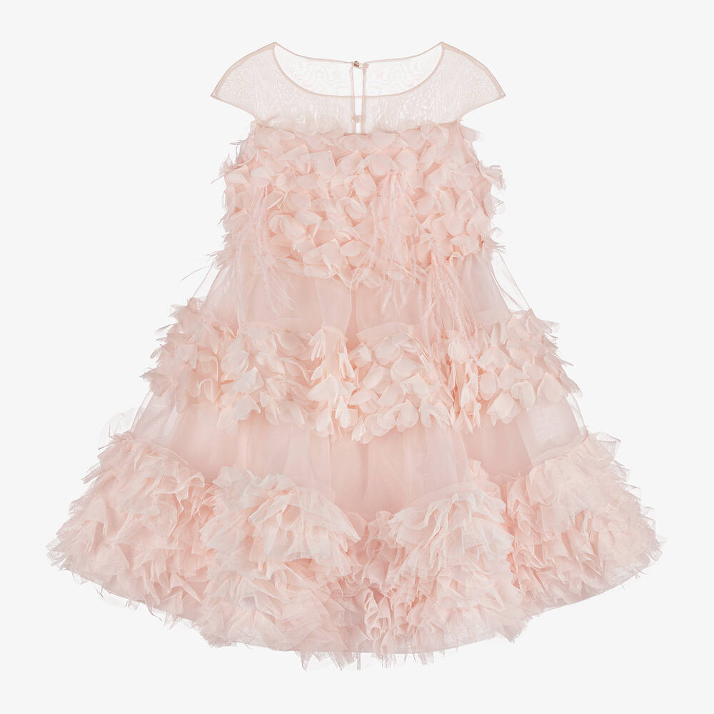 Marchesa Kids Couture - Girls Pink Petal Organza & Tulle Dress | Childrensalon