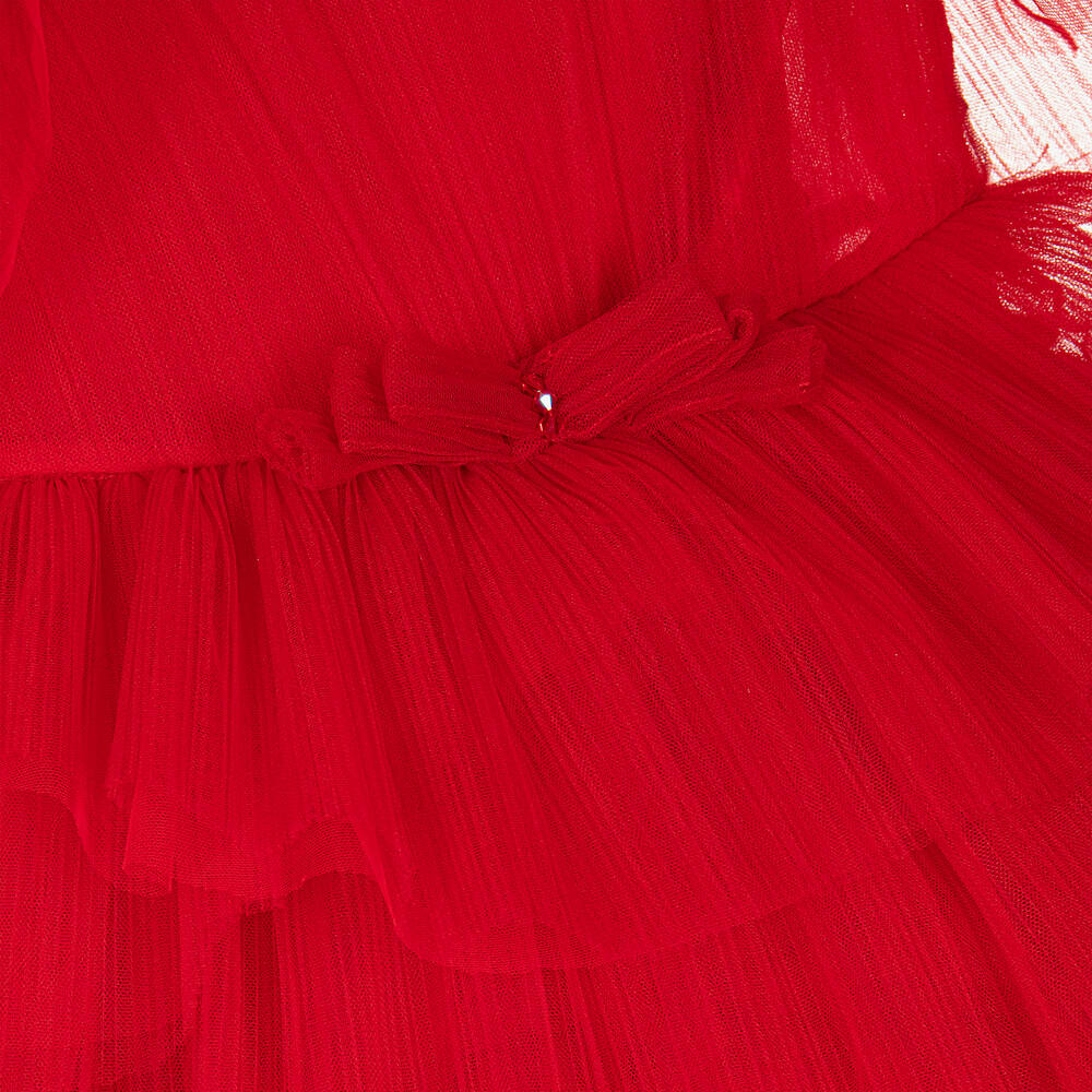 Marchesa Kids Couture - Girls Red Pleated Tulle Layered Dress ...