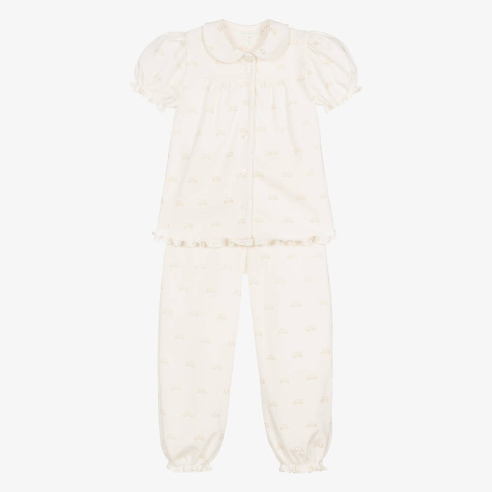 Marie-Chantal - Girls Ivory Pima Cotton Pyjamas | Childrensalon