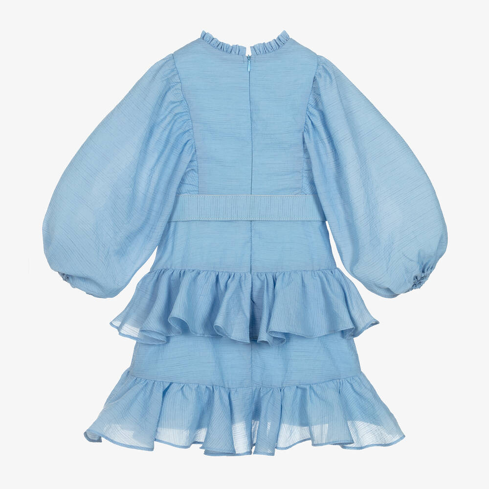 Marlo Kids - Girls Blue Belted Dress | Childrensalon