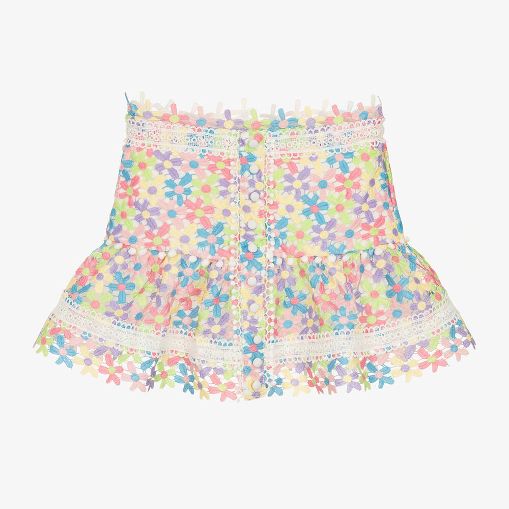 Marlo Kids - Girls Colourful Floral Lace Skirt | Childrensalon