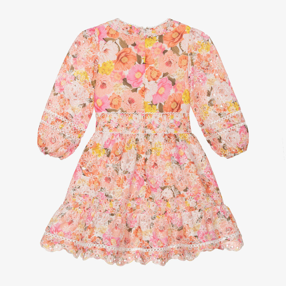 Marlo Kids - Girls Pink Embroidered Cotton Dress | Childrensalon
