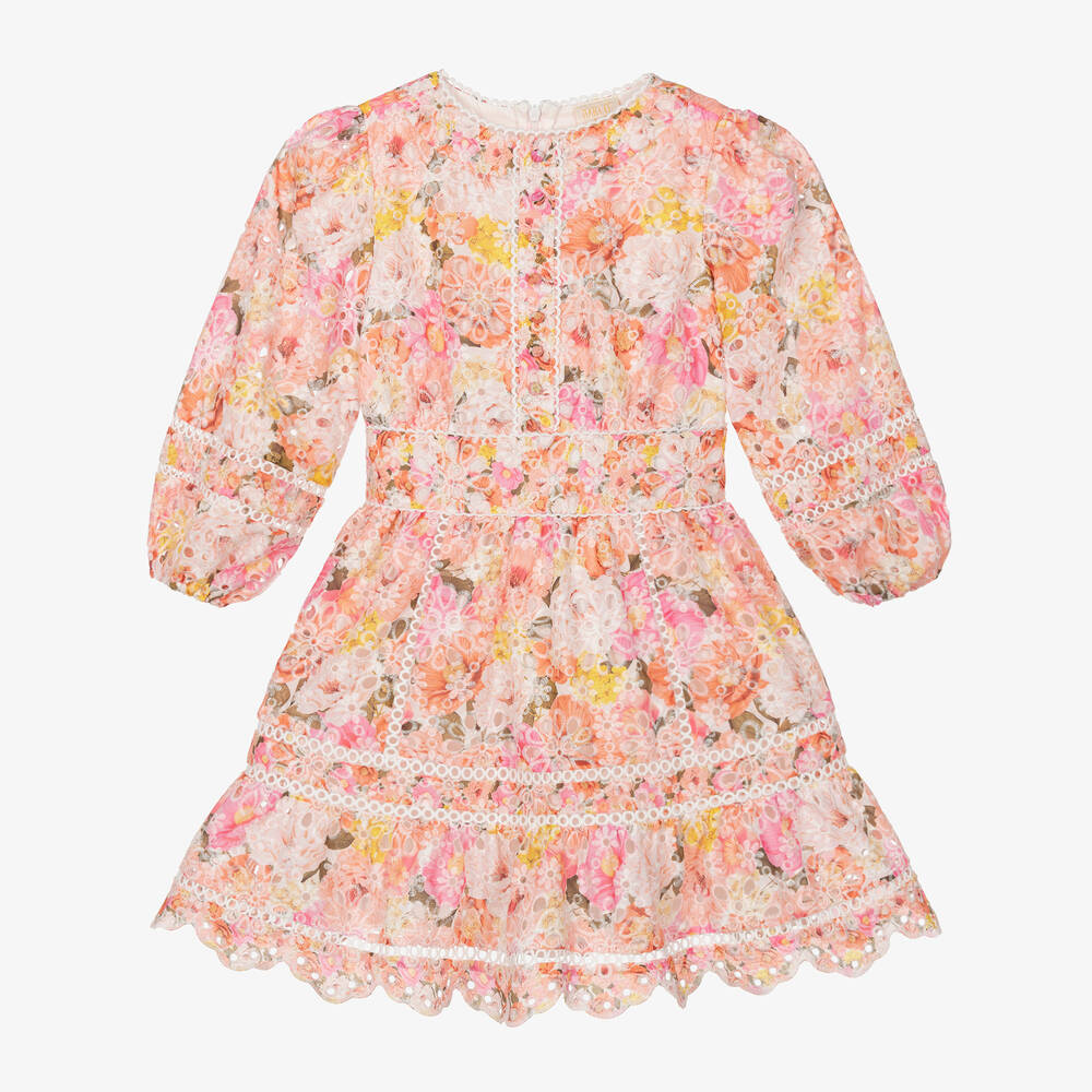 Marlo Kids - Girls Pink Embroidered Cotton Dress | Childrensalon