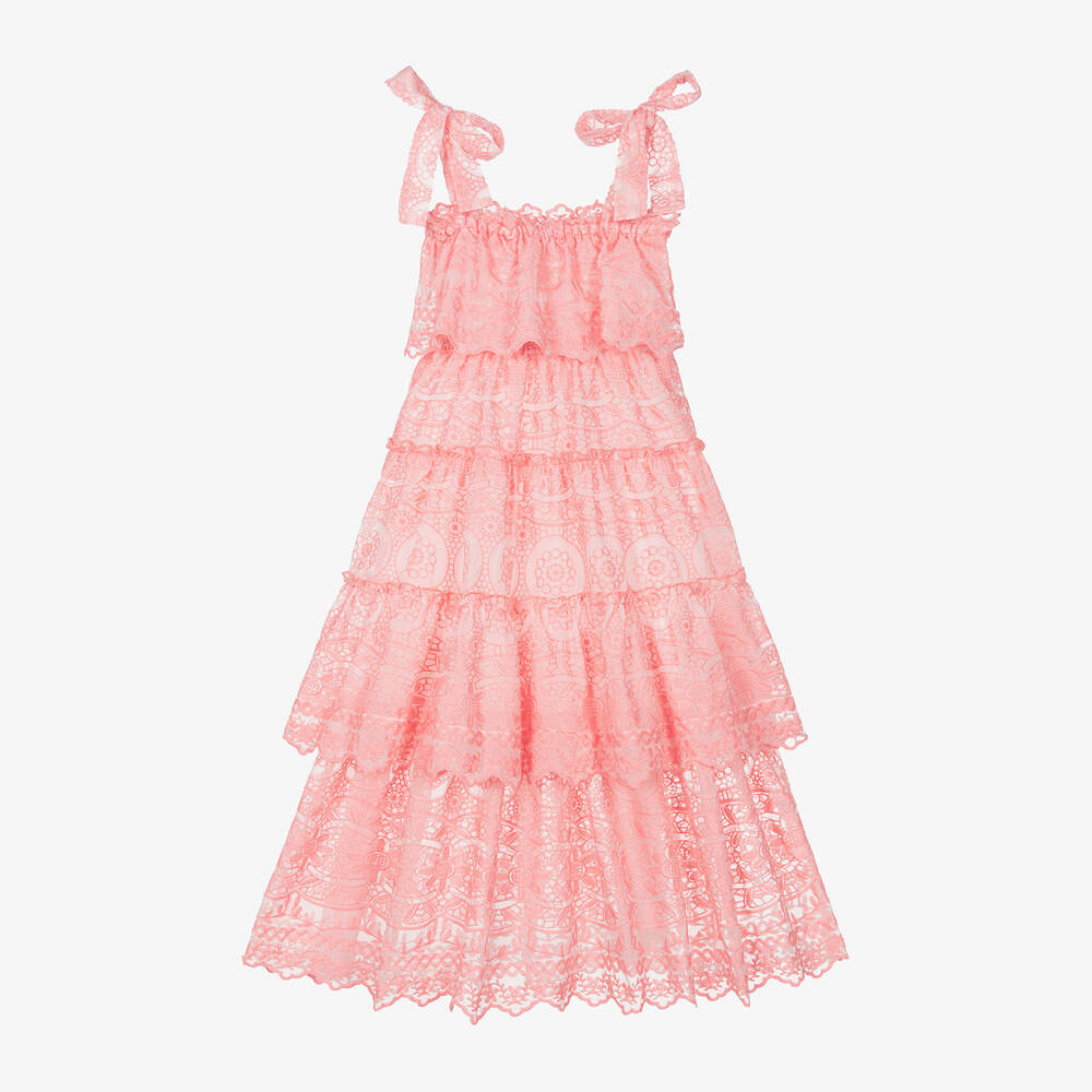 Marlo Kids - Girls Pink Embroidered Juniper Dress | Childrensalon