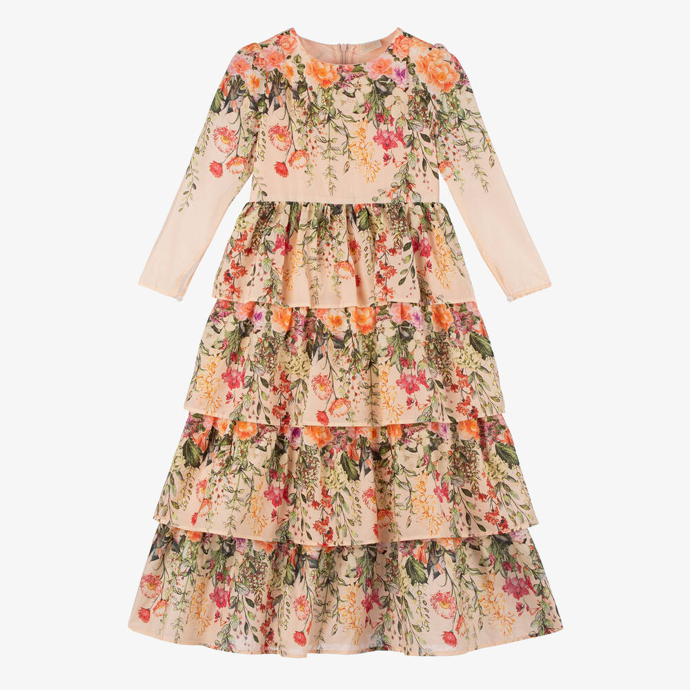 Marlo Kids - Girls Pink Floral Cotton Dress | Childrensalon