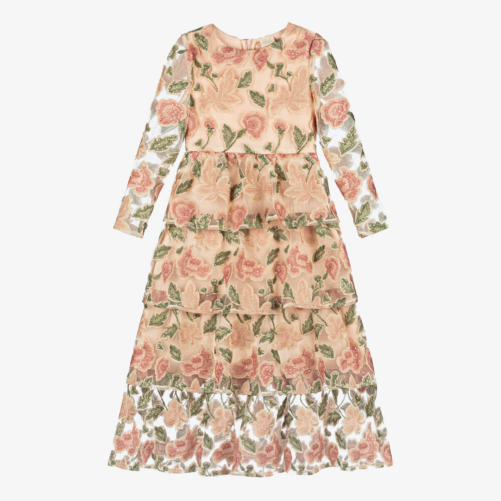 Marlo Kids - Girls Pink Floral Sequin Dress | Childrensalon