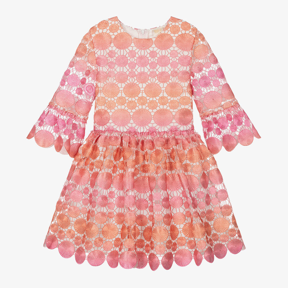Marlo Kids - Girls Pink Ombré Embroidered Dress | Childrensalon