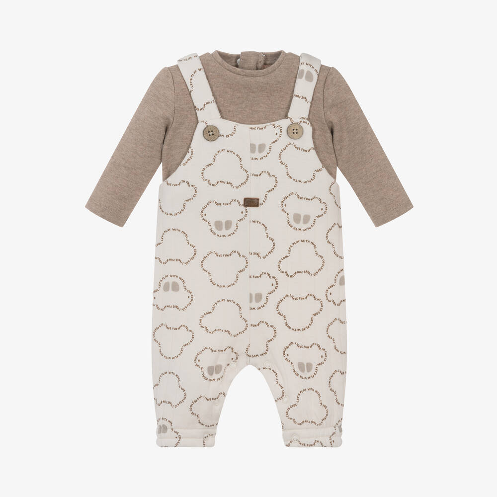 Mayoral Newborn - Baby Boys Beige Cotton Car Romper | Childrensalon