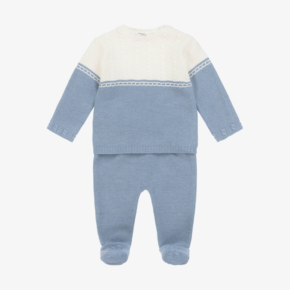 Mayoral Newborn - Baby Boys Blue 2 Piece Babygrow | Childrensalon