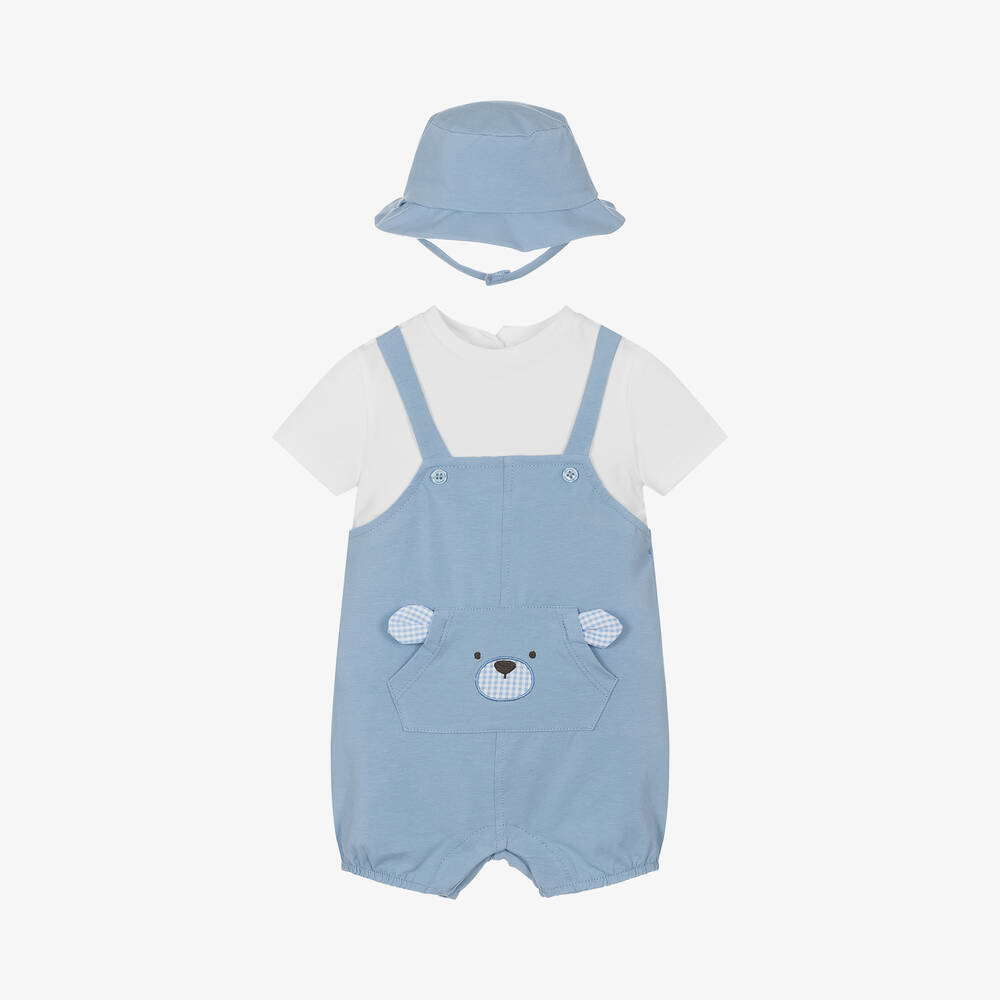Mayoral Newborn - Baby Boys Blue Cotton Babysuit Set | Childrensalon