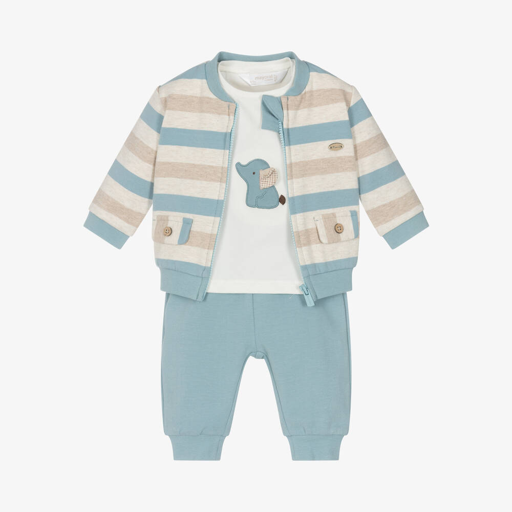 Mayoral Newborn - Baby Boys Blue Cotton Tracksuit Set | Childrensalon