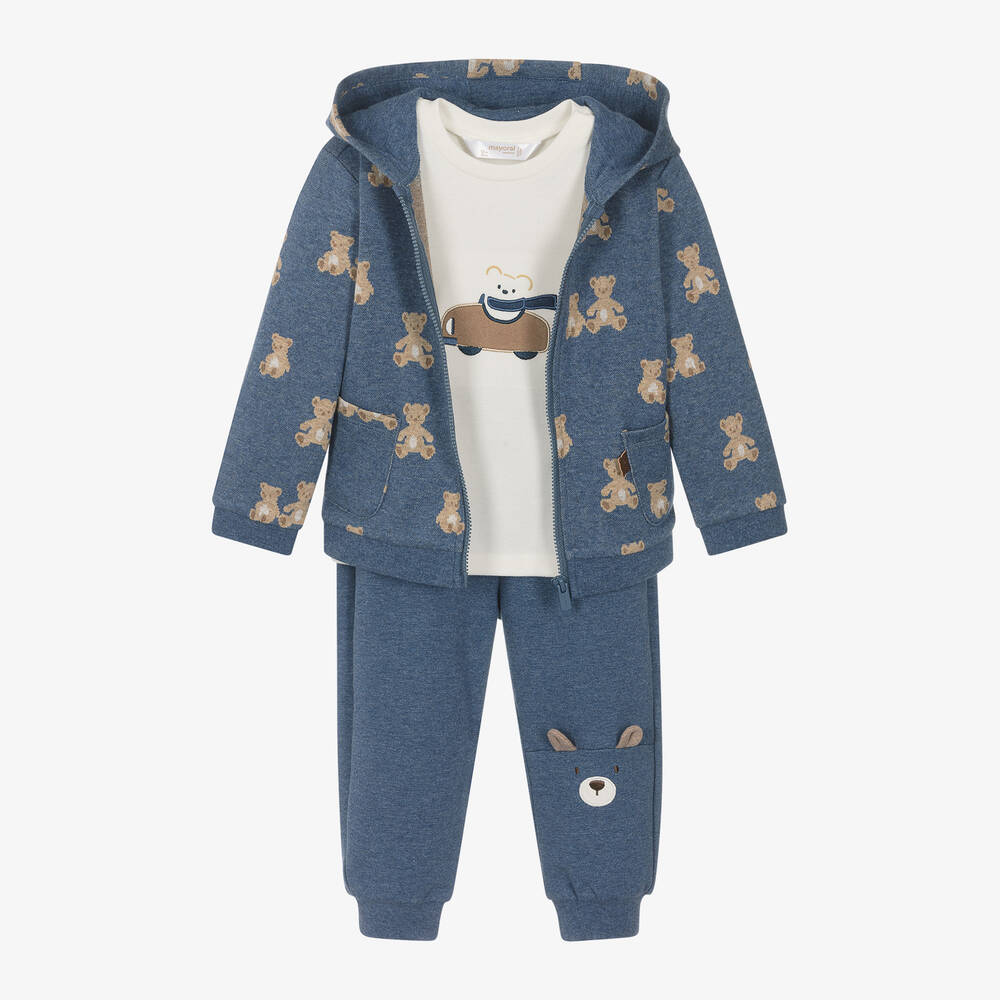 Mayoral Newborn - Baby Boys Blue Cotton Tracksuit Set | Childrensalon