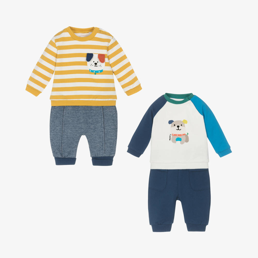 Mayoral Newborn - Baby Boys Blue Cotton Tracksuits (2 Pack) | Childrensalon