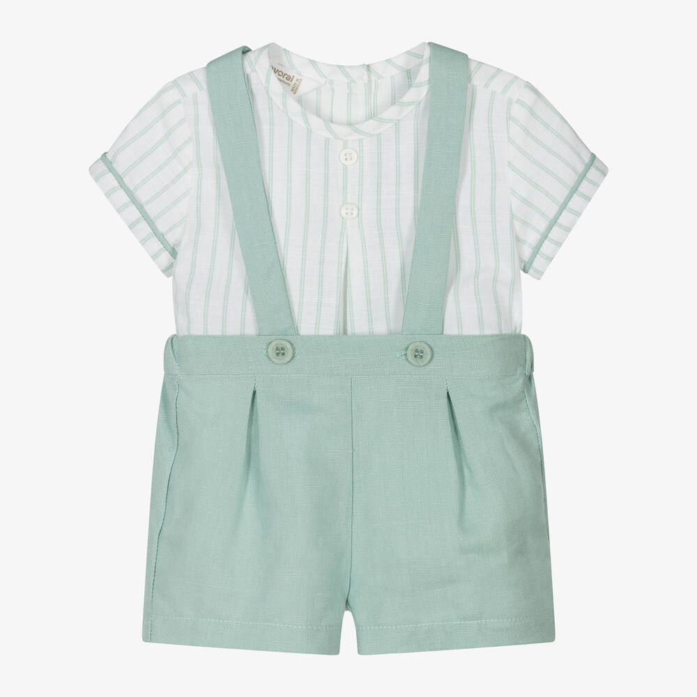 Mayoral - Baby Boys Green Linen & Cotton Shorts Set | Childrensalon