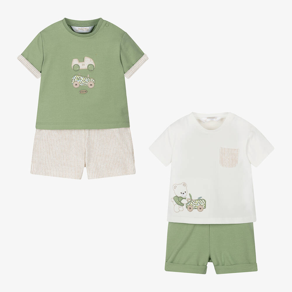 Mayoral Newborn - Baby Boys Green Shorts Sets (2 Pack) | Childrensalon