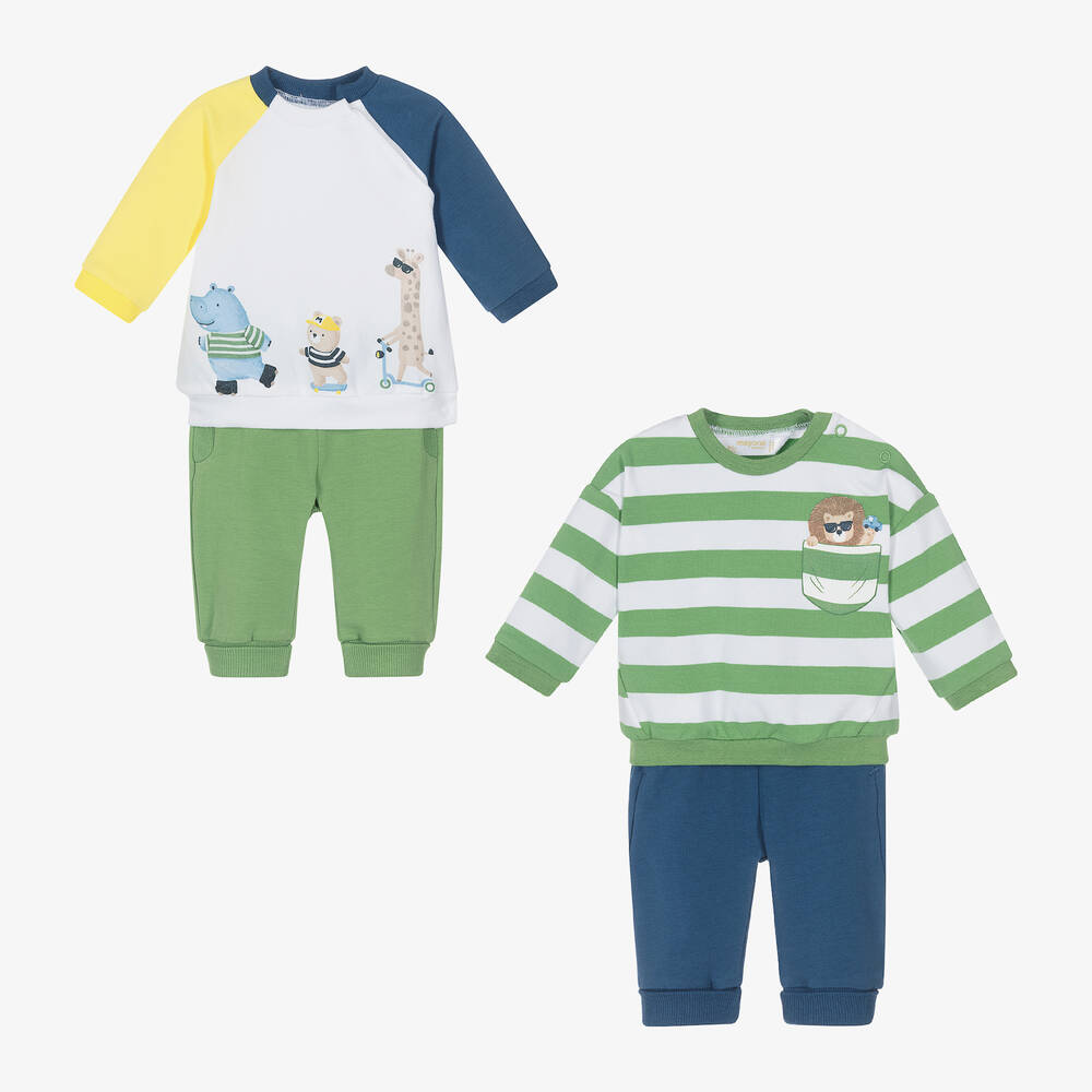 Mayoral Newborn - Baby Boys Green Trouser Sets (2 Pack) | Childrensalon