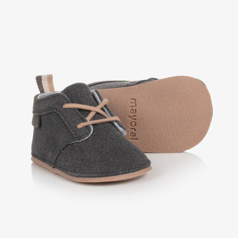 Mayoral Baby Boys Grey Lace-up Pre-walker Boots In Gray