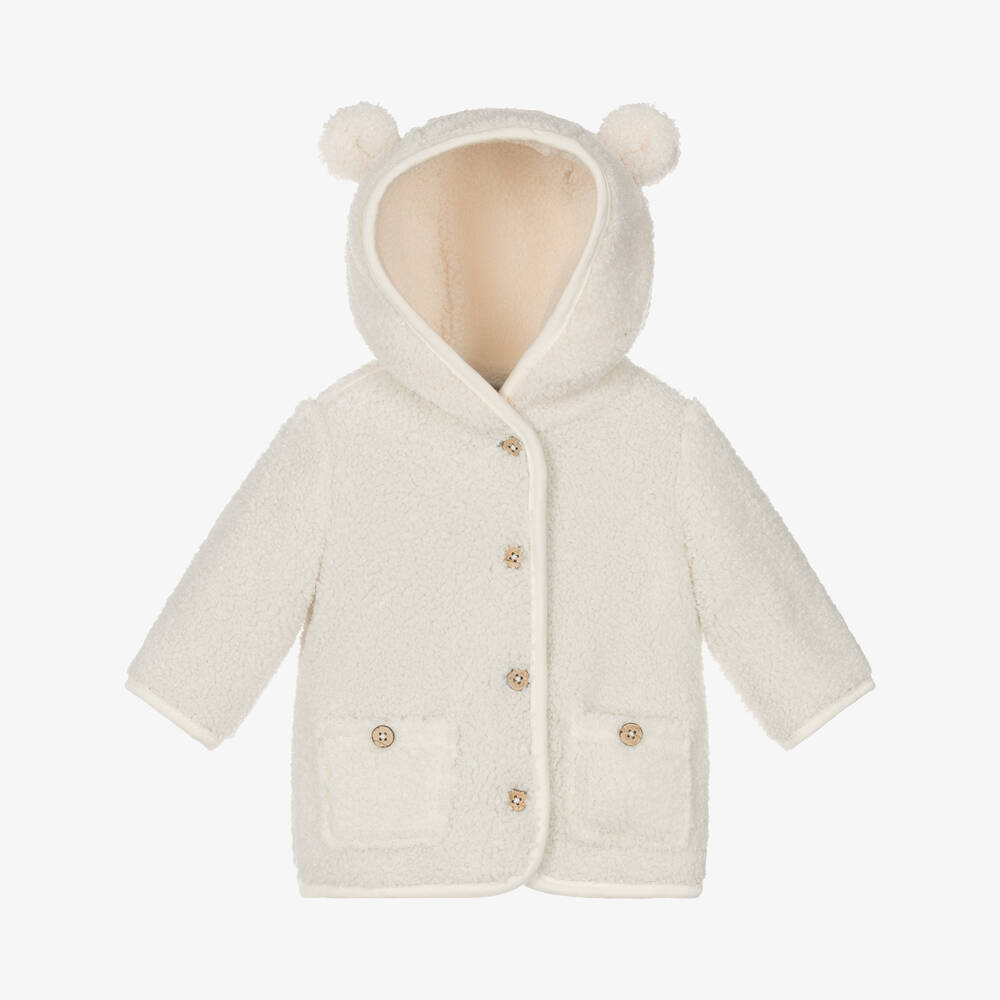 Mayoral Newborn - Baby Boys Ivory & Blue Reversible Pram Coat | Childrensalon