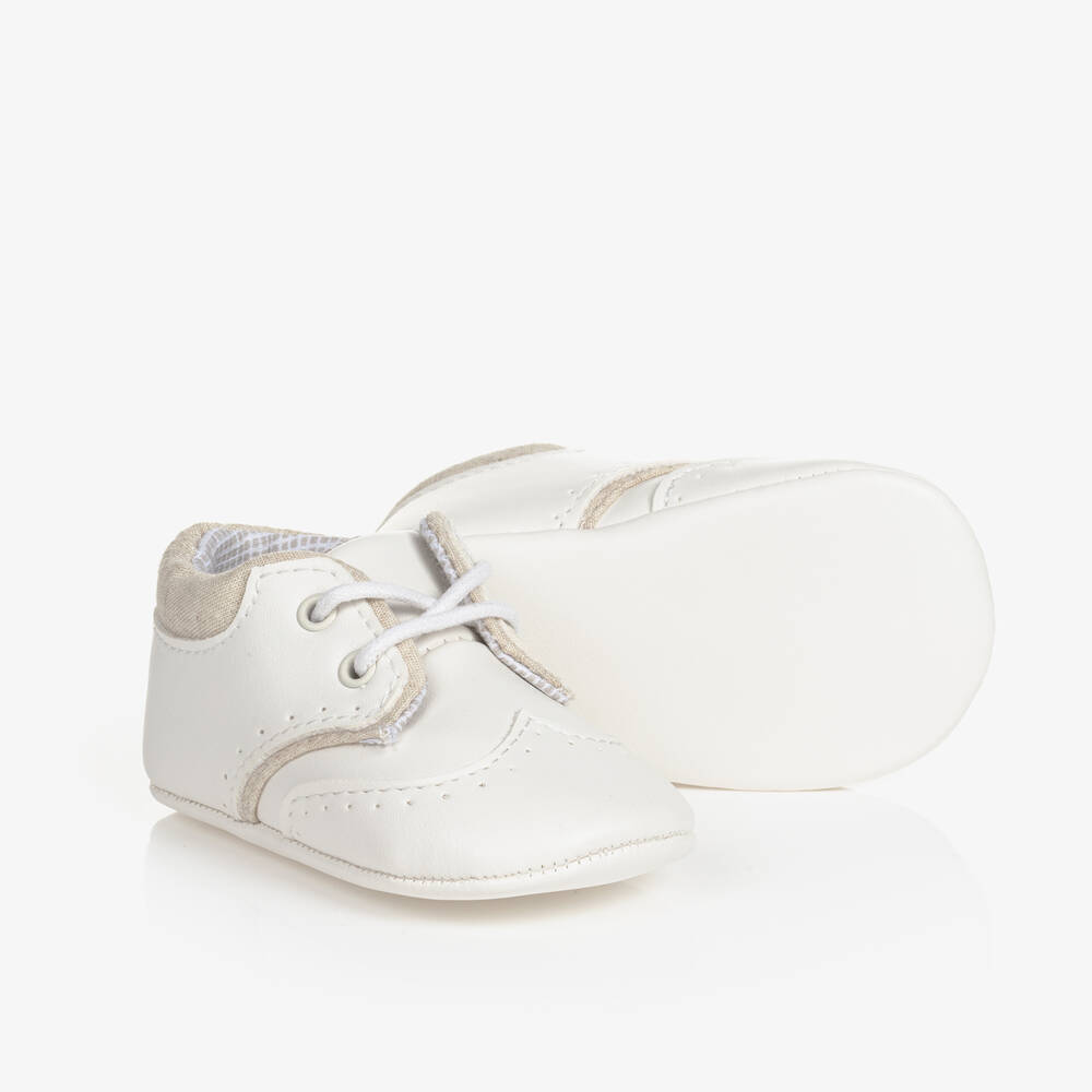 Shop Mayoral Newborn Baby Boys Ivory Pre-walker Shoes