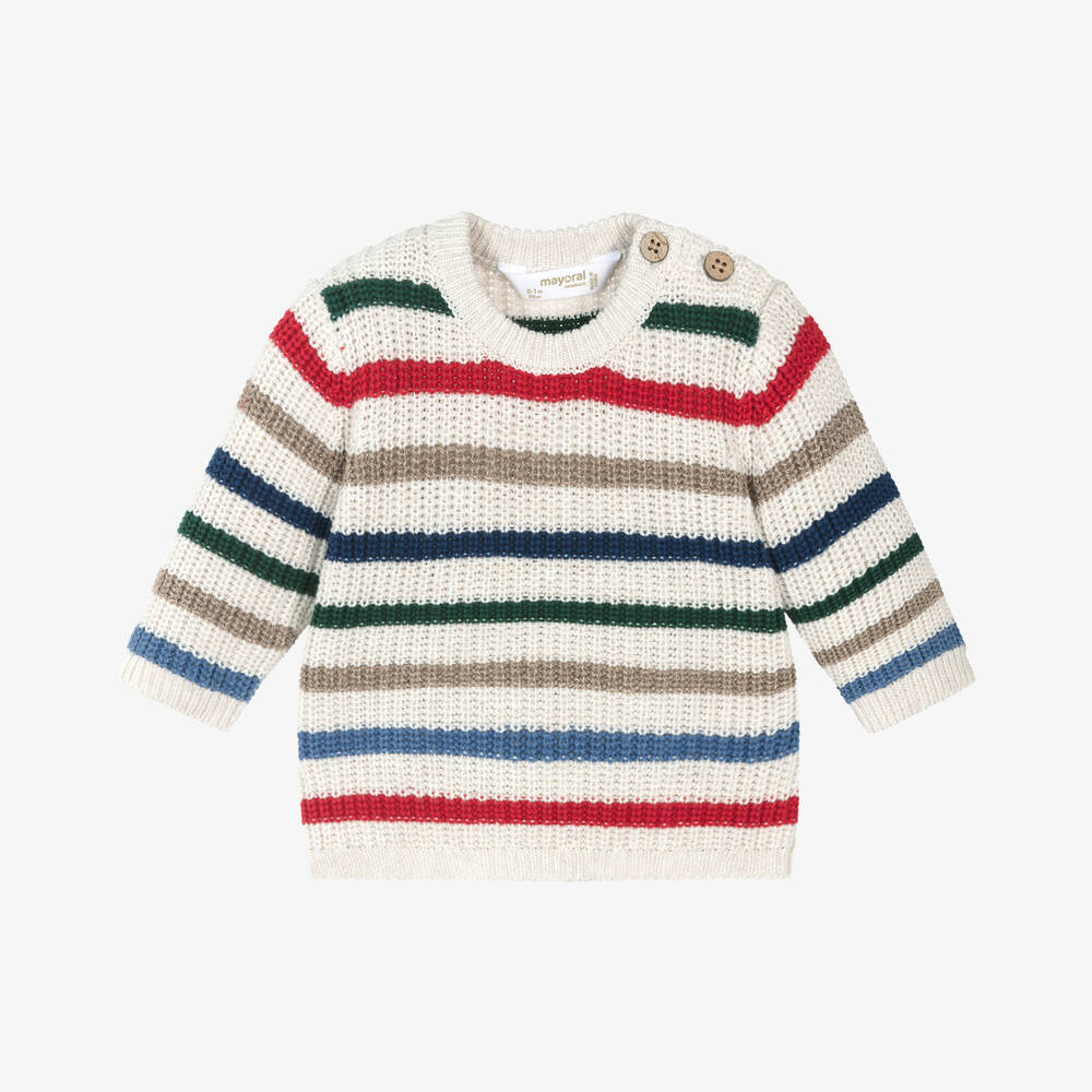 Mayoral Newborn - Baby Boys Striped Cotton Knit Sweater | Childrensalon