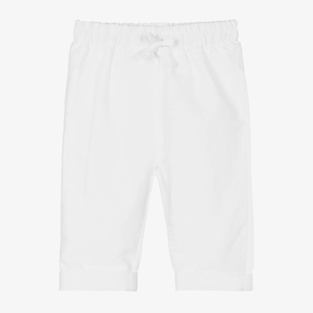 Mayoral Newborn - Baby Boys White Cotton & Linen Trousers | Childrensalon