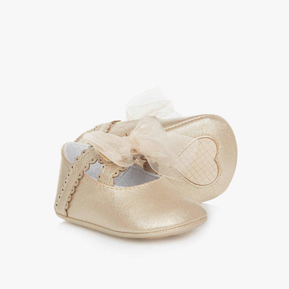 Mayoral Newborn - Baby Girls Gold Pre-Walker Shoes | Childrensalon