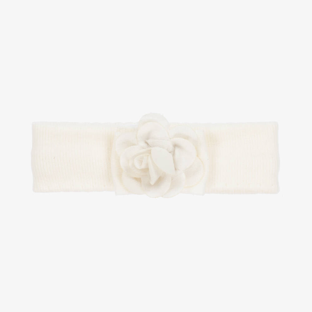 Mayoral Newborn - Baby Girls Ivory Knitted Flower Hairband | Childrensalon