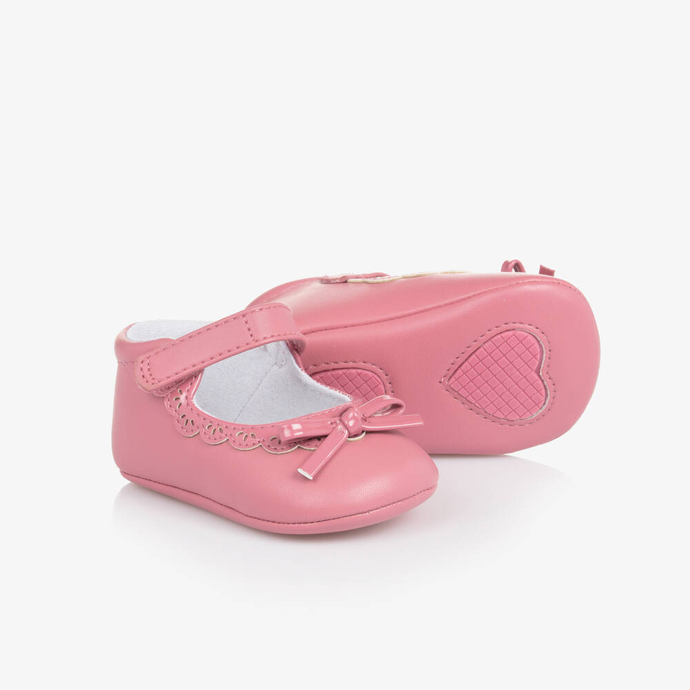 Mayoral Newborn - Baby Girls Pink Bow Pre-Walker Shoes | Childrensalon